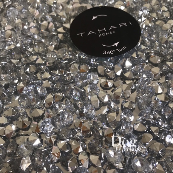 Tahari 14” Lazy Susan Mirrored Glass with Crystals - Picture 3 of 4